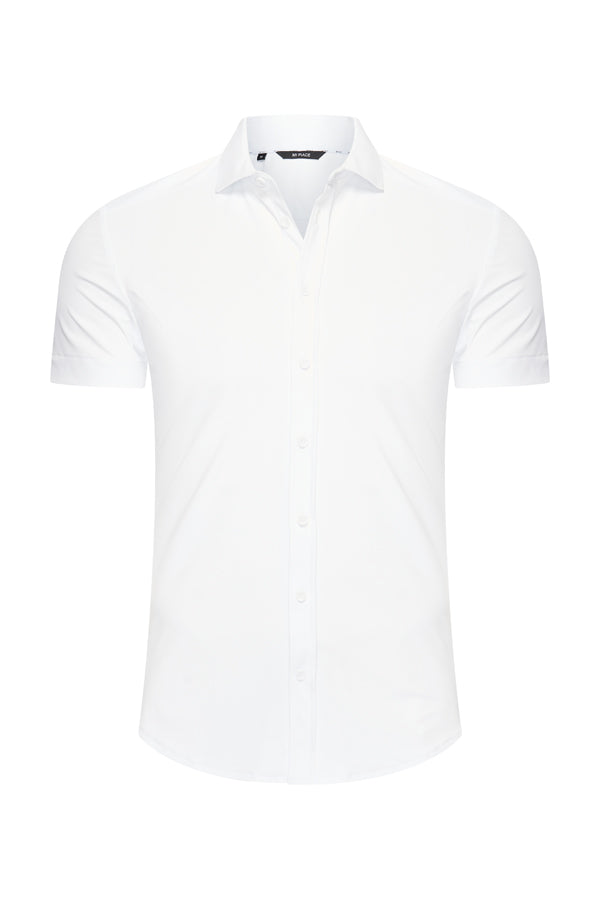 Mi Piace Heren - Men Blouse Short Sleeve - White